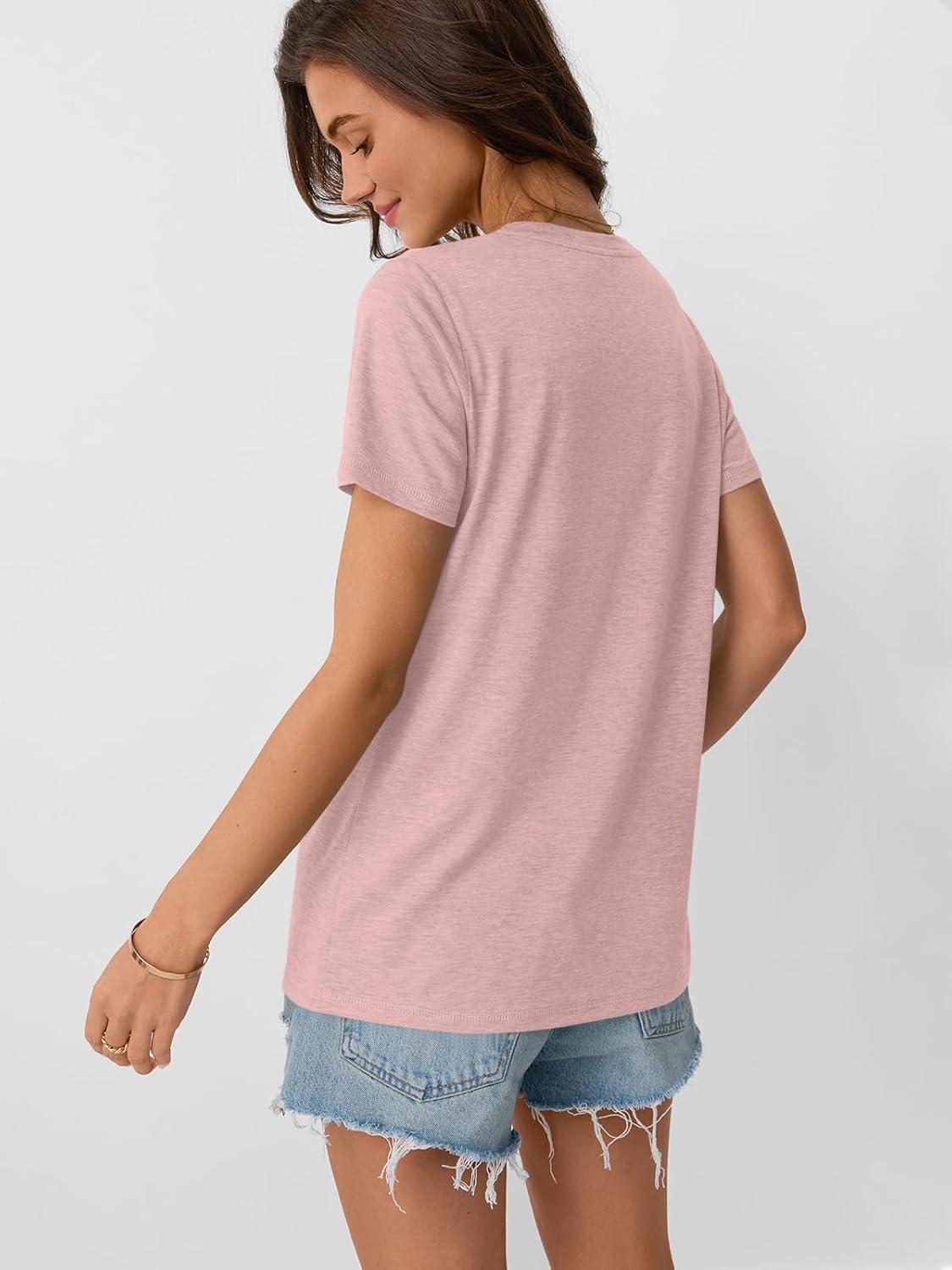 imageAUTOMET Womens Summer Tops Workout Shirts Beach Vacation Outfits Business Tshirts Dressy Fashion Spring Clothes 2025Pink
