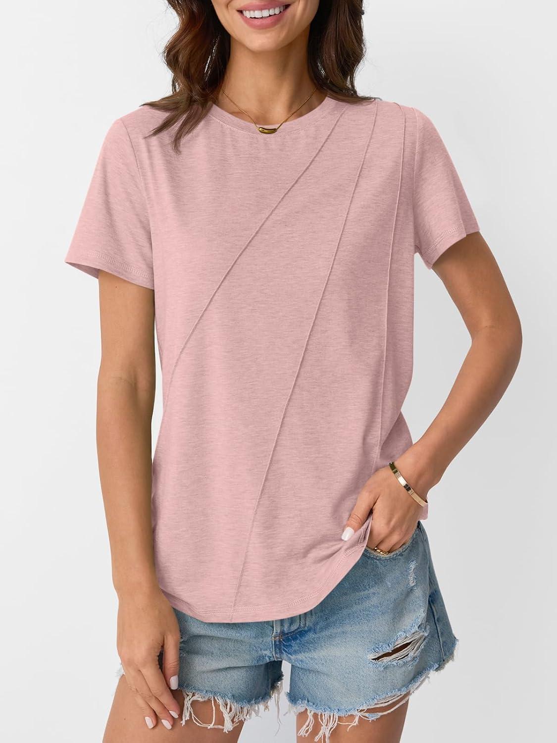 imageAUTOMET Womens Summer Tops Workout Shirts Beach Vacation Outfits Business Tshirts Dressy Fashion Spring Clothes 2025Pink