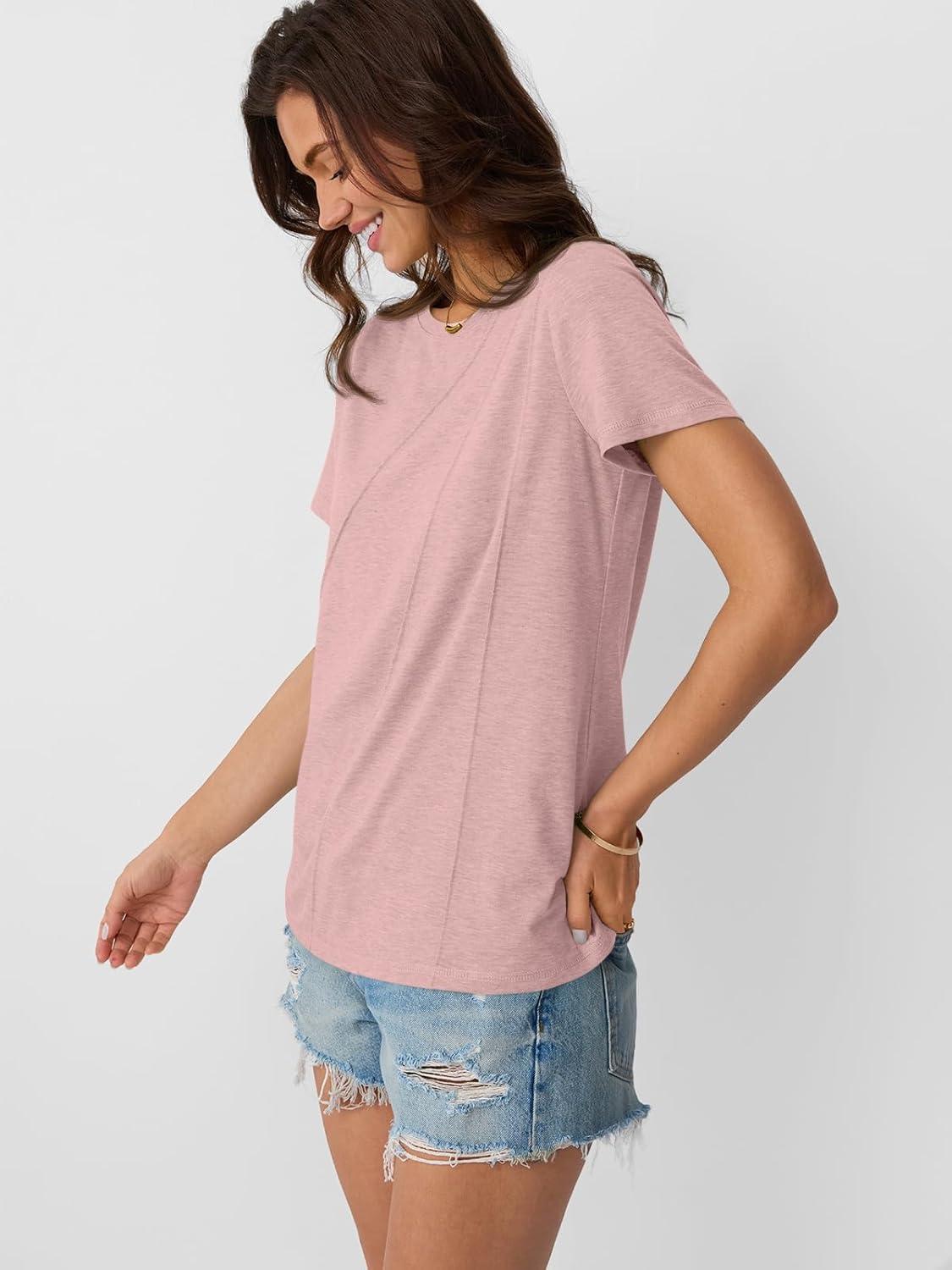 imageAUTOMET Womens Summer Tops Workout Shirts Beach Vacation Outfits Business Tshirts Dressy Fashion Spring Clothes 2025Pink