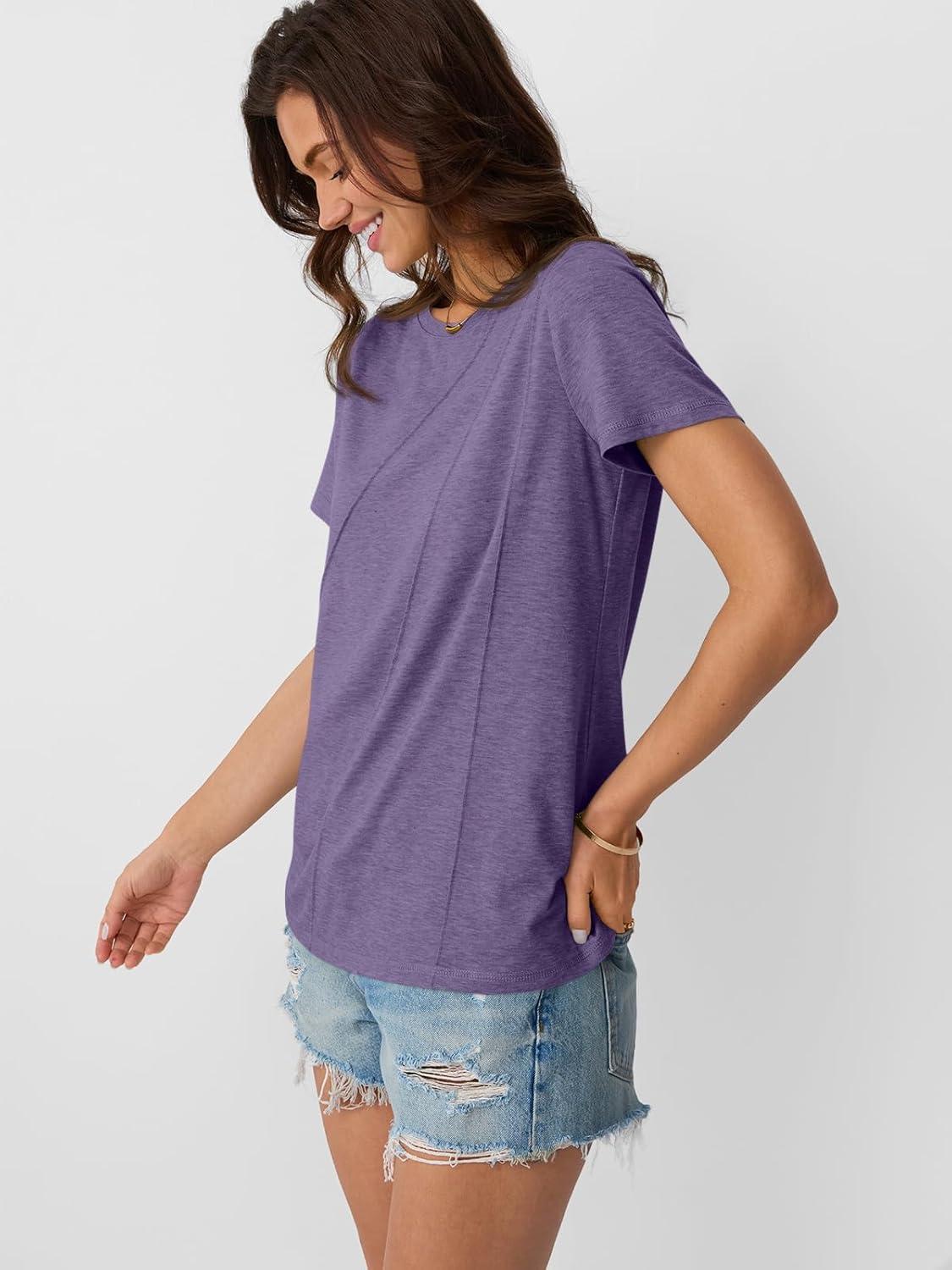 imageAUTOMET Womens Summer Tops Workout Shirts Beach Vacation Outfits Business Tshirts Dressy Fashion Spring Clothes 2025Purple