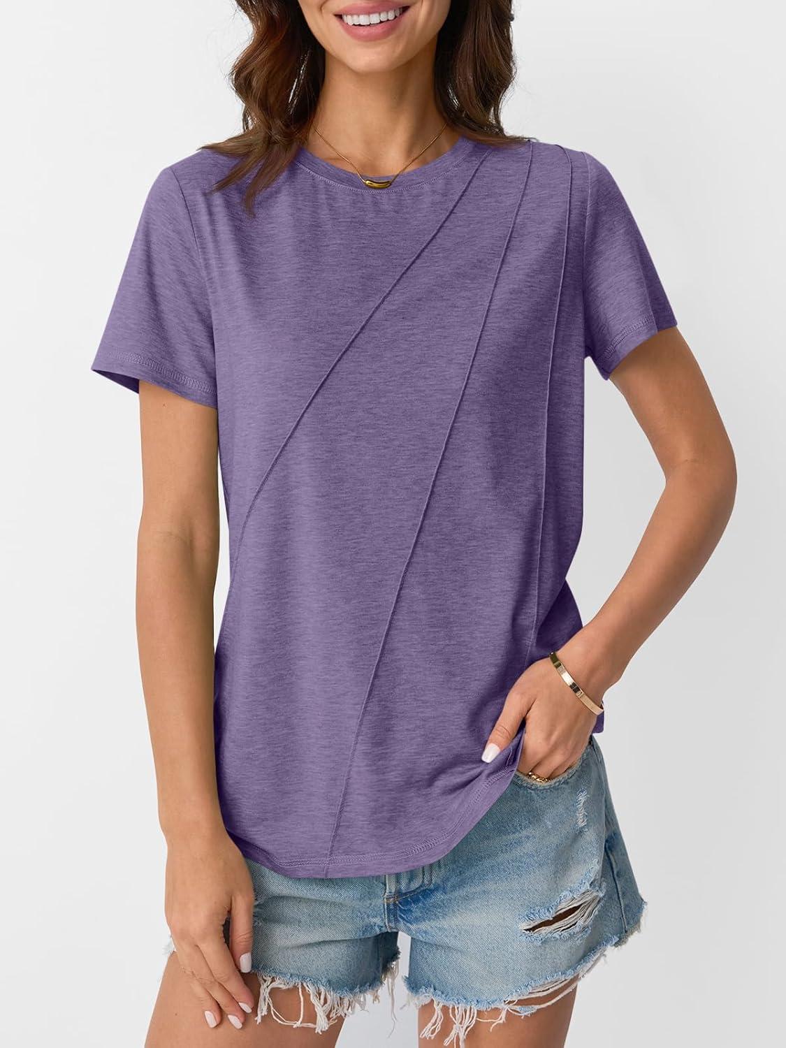 imageAUTOMET Womens Summer Tops Workout Shirts Beach Vacation Outfits Business Tshirts Dressy Fashion Spring Clothes 2025Purple