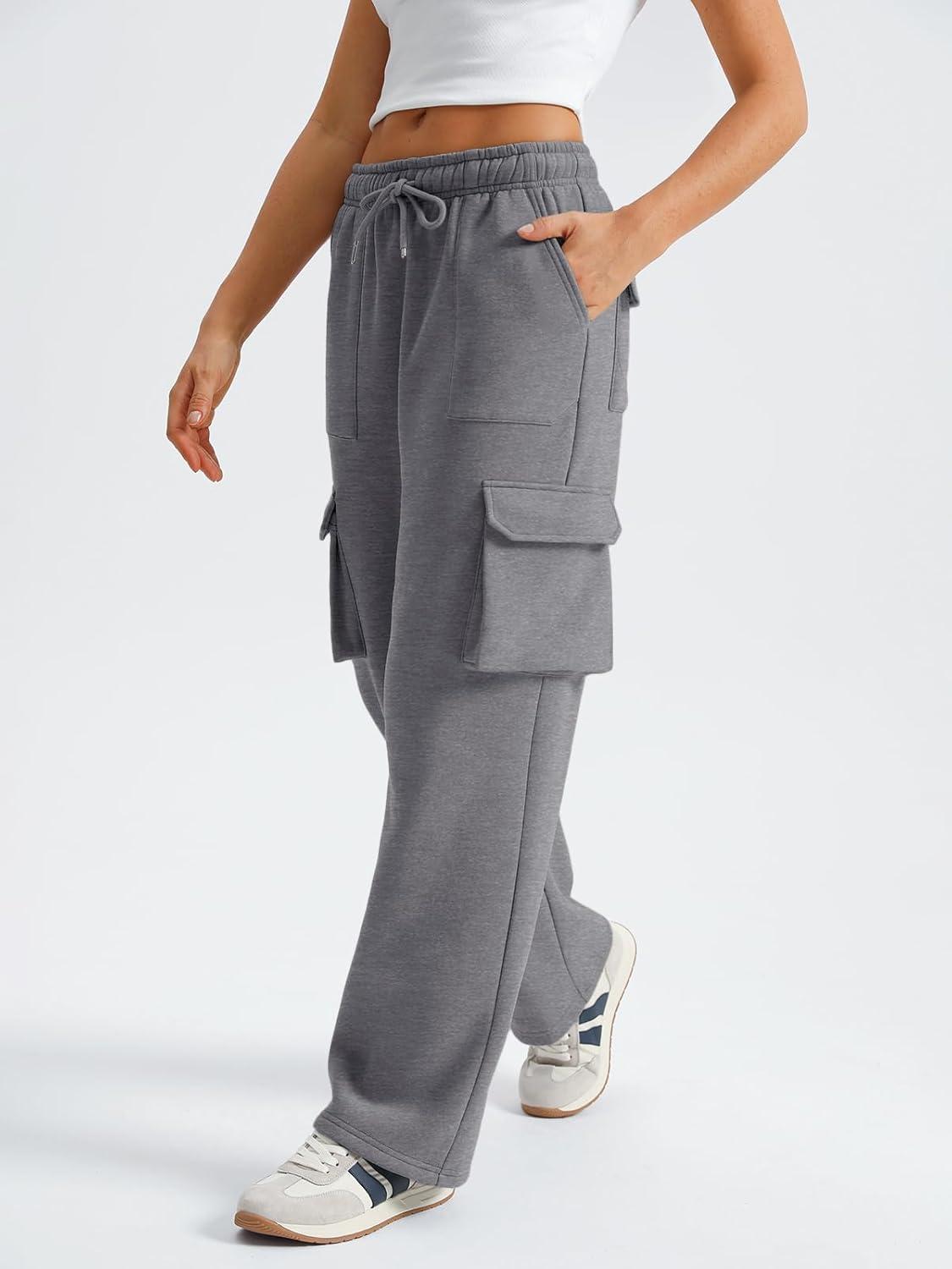 imageAUTOMET Womens Sweatpants Wide Leg Cargo Barrel Pants Fall Fashion Outfits Sweats Baggy Winter Clothes Parachute JoggersDarkgrey