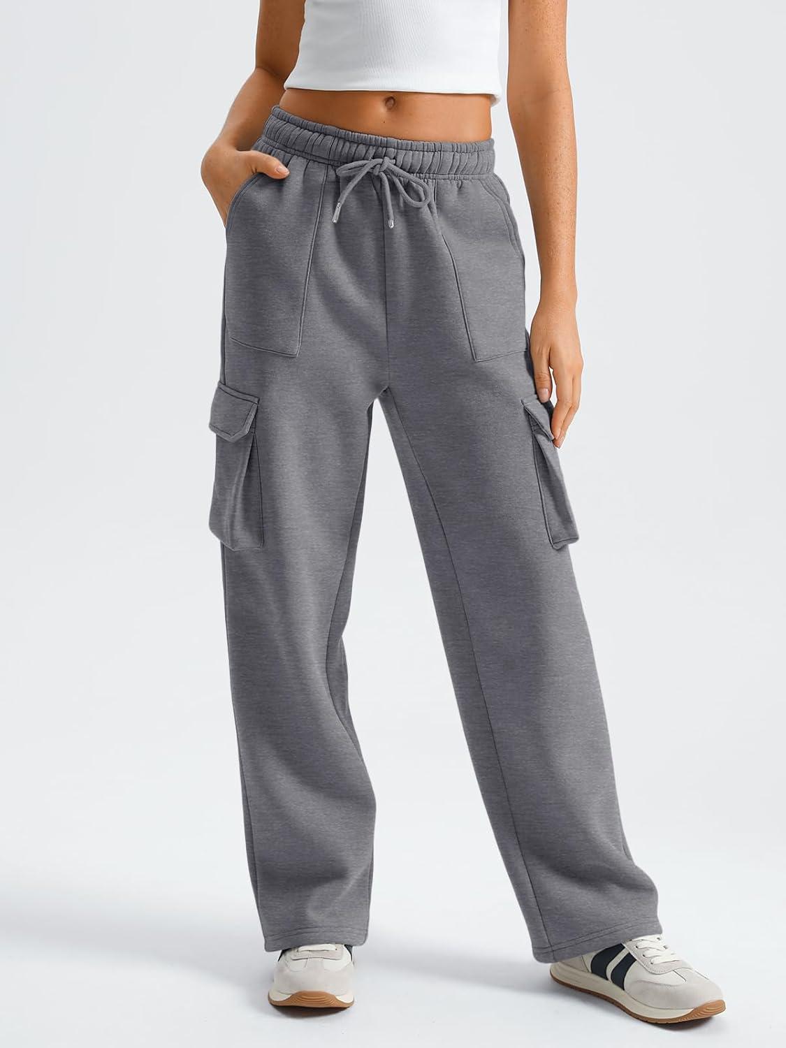 imageAUTOMET Womens Sweatpants Wide Leg Cargo Barrel Pants Fall Fashion Outfits Sweats Baggy Winter Clothes Parachute JoggersDarkgrey