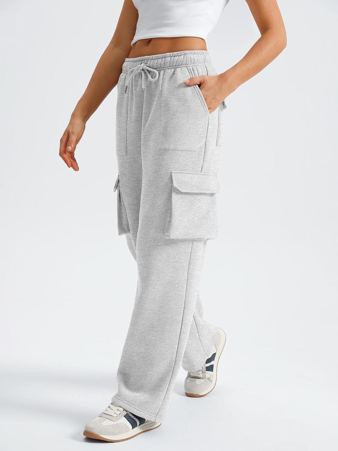 imageAUTOMET Womens Sweatpants Wide Leg Cargo Barrel Pants Fall Fashion Outfits Sweats Baggy Winter Clothes Parachute JoggersGrey