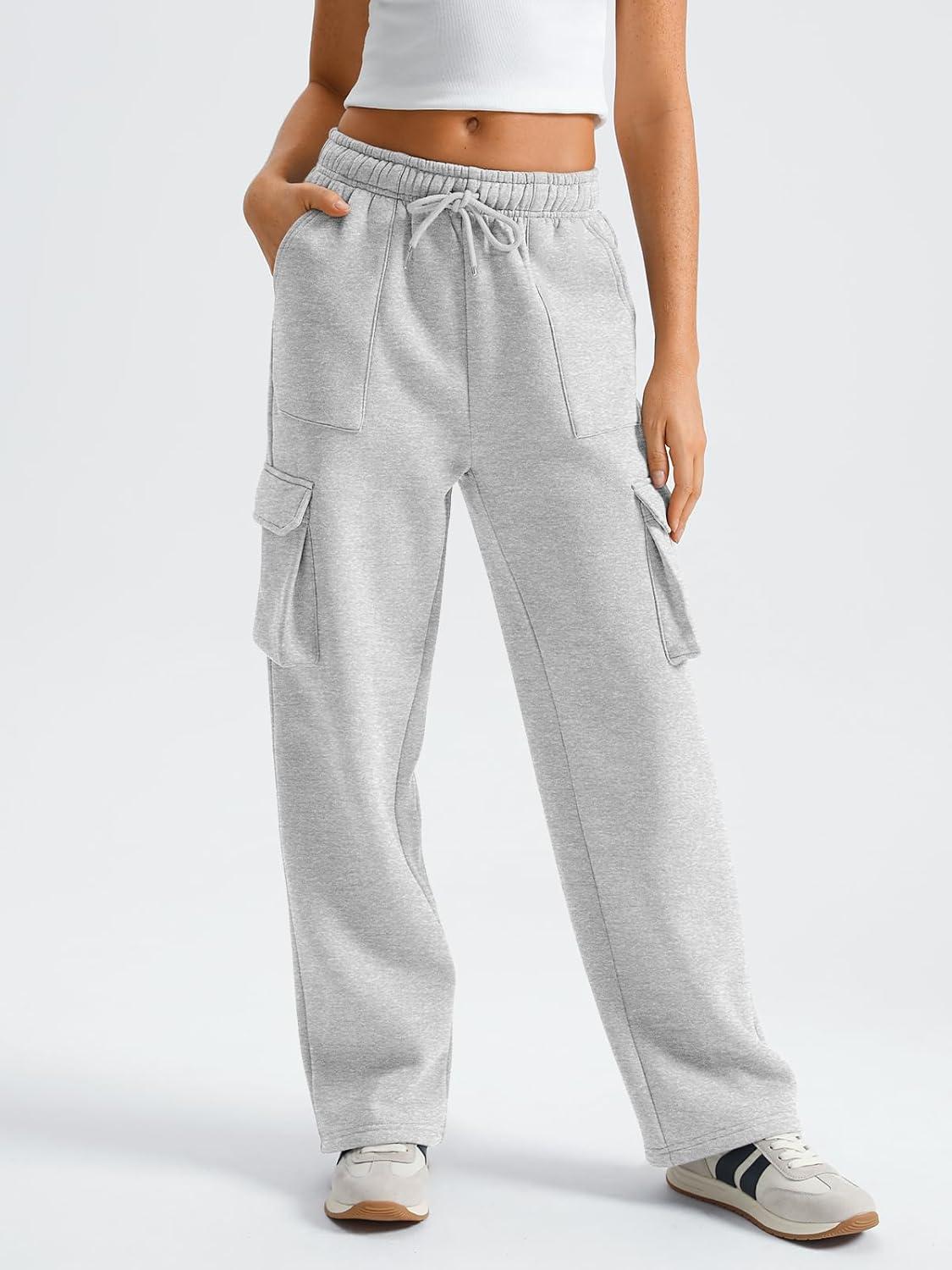 imageAUTOMET Womens Sweatpants Wide Leg Cargo Barrel Pants Fall Fashion Outfits Sweats Baggy Winter Clothes Parachute JoggersGrey