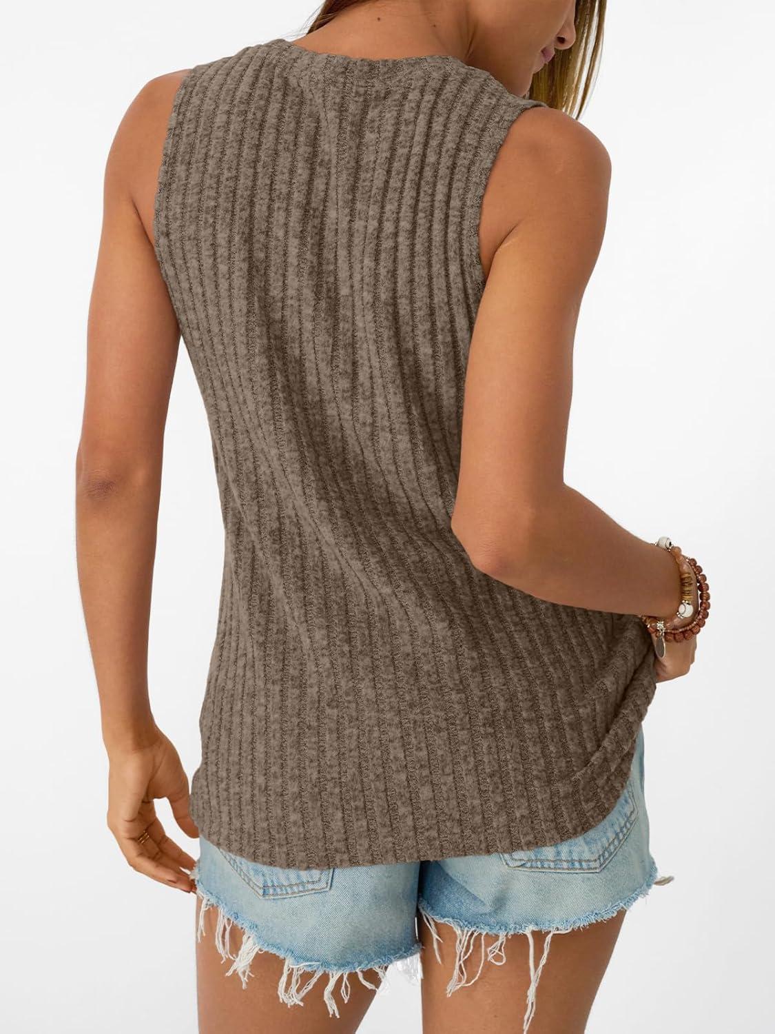 imageAUTOMET Womens Tank Tops Sleeveless Tunic Shirts Summer Fashion Basic Soft Clothes 2025 Casual Trendy Vacation Spring OutfitsBrown
