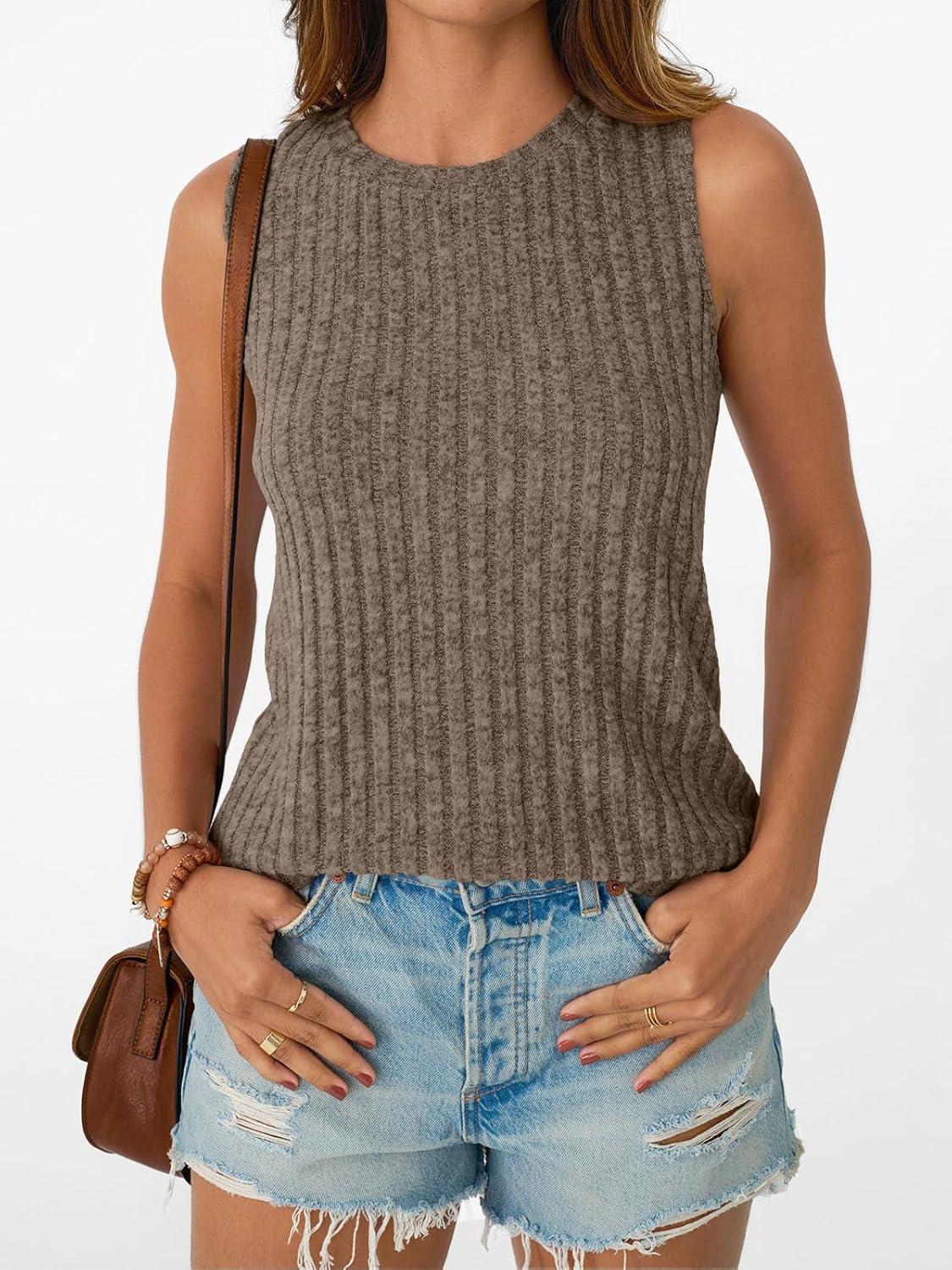 imageAUTOMET Womens Tank Tops Sleeveless Tunic Shirts Summer Fashion Basic Soft Clothes 2025 Casual Trendy Vacation Spring OutfitsBrown