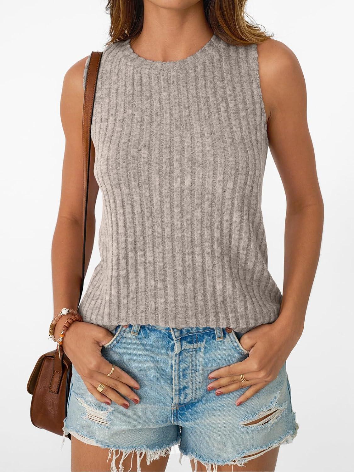 imageAUTOMET Womens Tank Tops Sleeveless Tunic Shirts Summer Fashion Basic Soft Clothes 2025 Casual Trendy Vacation Spring OutfitsCoffeegrey