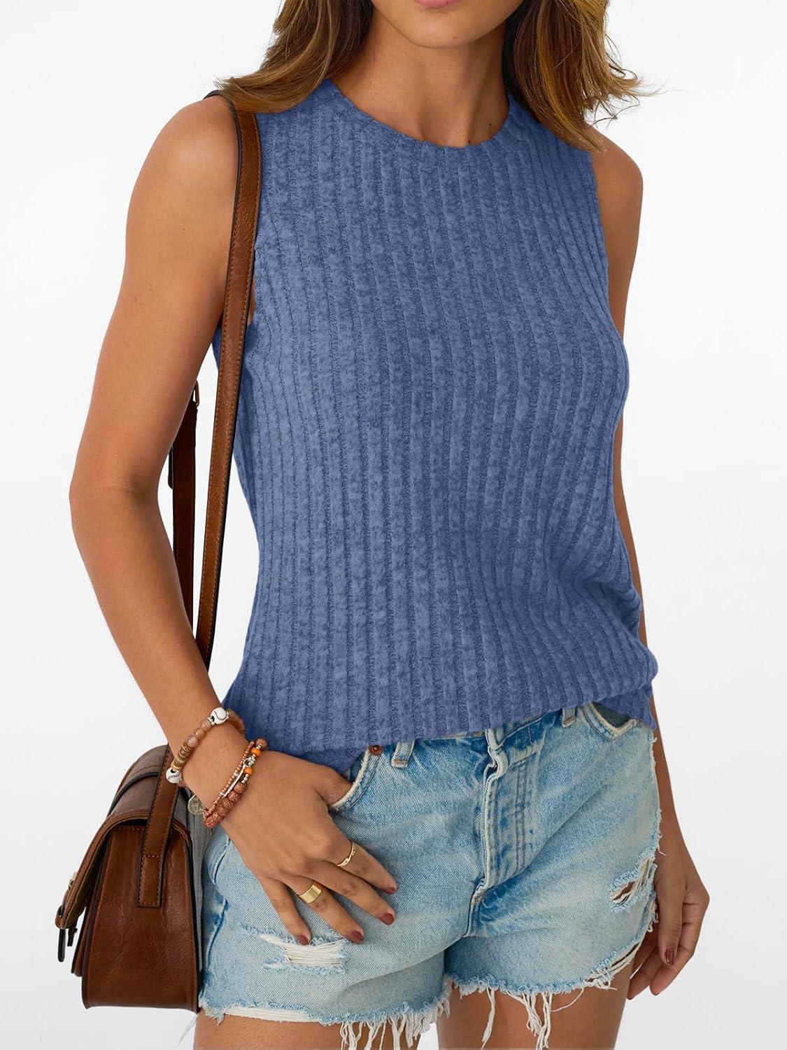 imageAUTOMET Womens Tank Tops Sleeveless Tunic Shirts Summer Fashion Basic Soft Clothes 2025 Casual Trendy Vacation Spring OutfitsDarkblue