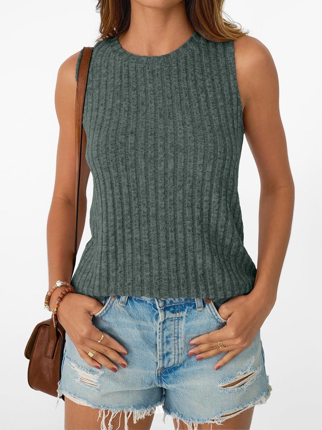imageAUTOMET Womens Tank Tops Sleeveless Tunic Shirts Summer Fashion Basic Soft Clothes 2025 Casual Trendy Vacation Spring OutfitsDarkgreen