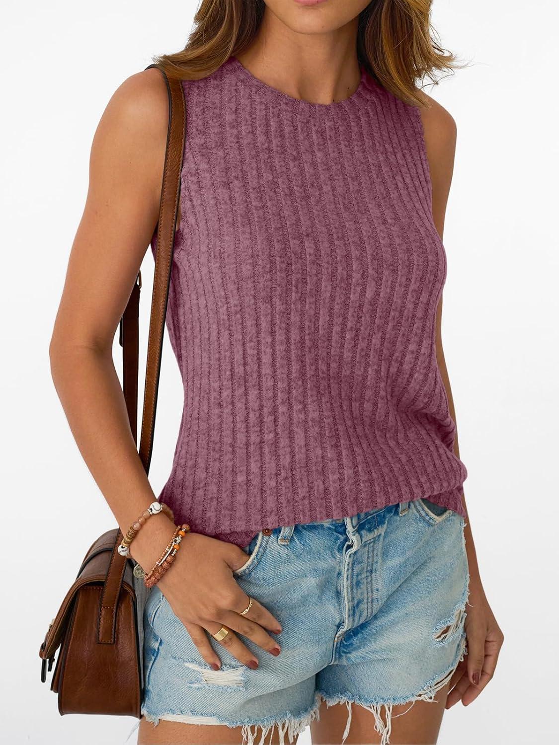 imageAUTOMET Womens Tank Tops Sleeveless Tunic Shirts Summer Fashion Basic Soft Clothes 2025 Casual Trendy Vacation Spring OutfitsDarkpink