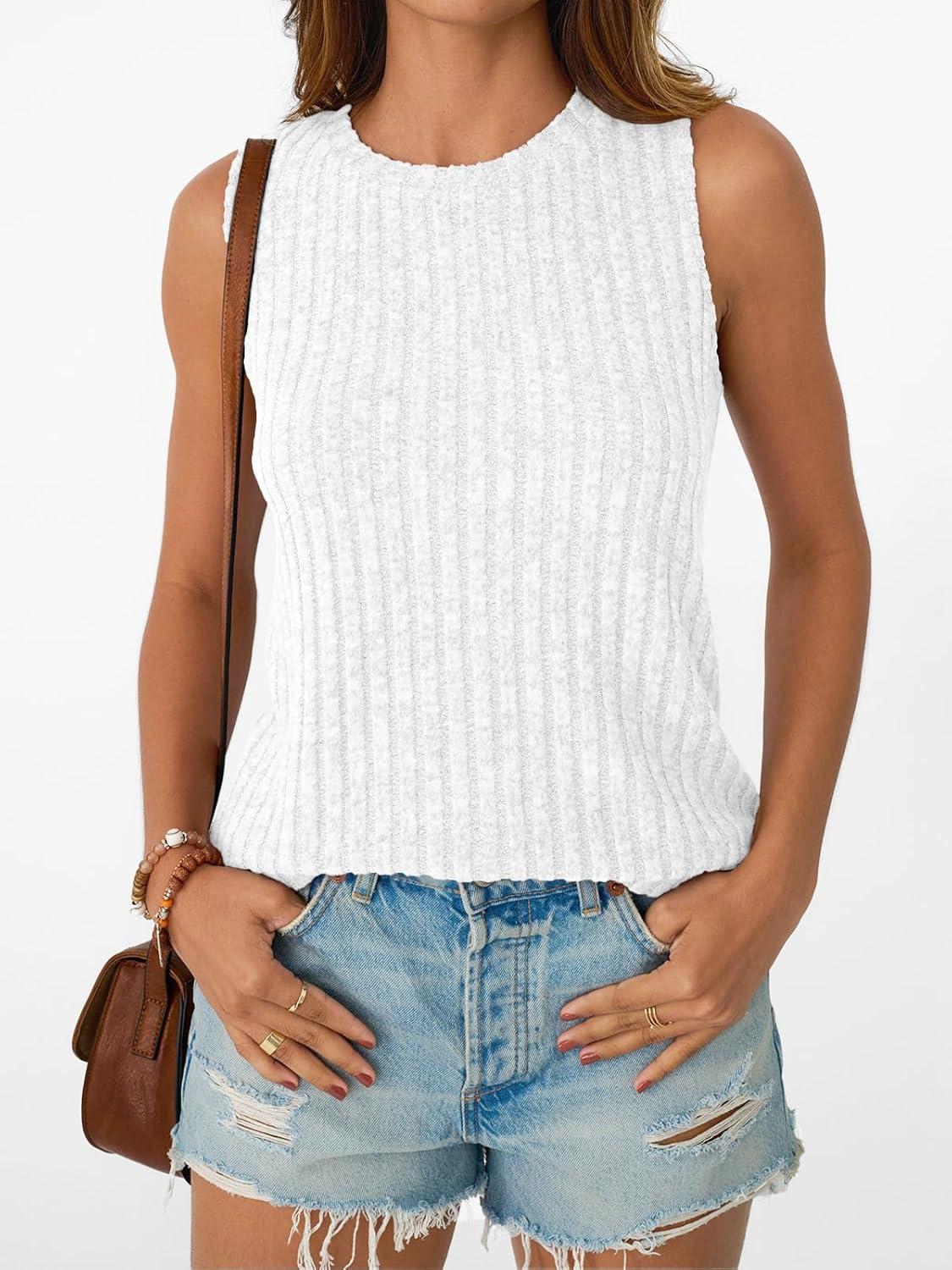 imageAUTOMET Womens Tank Tops Sleeveless Tunic Shirts Summer Fashion Basic Soft Clothes 2025 Casual Trendy Vacation Spring OutfitsWhite