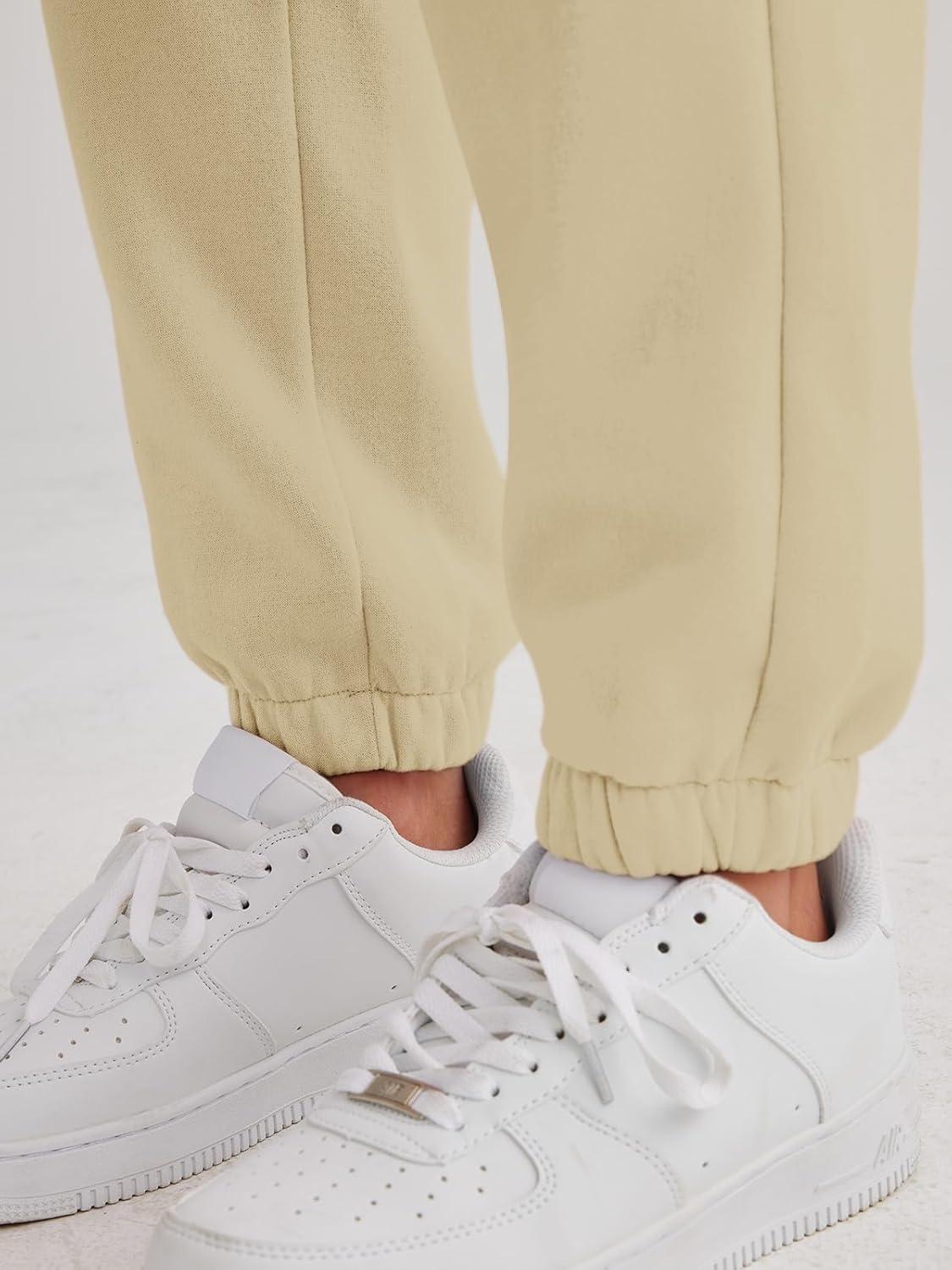 imageAUTOMET Womens Winter Casual Baggy Fleece Lined Sweatpants Fashion High Waisted Joggers Pants Athletic Clothes with PocketsBeige