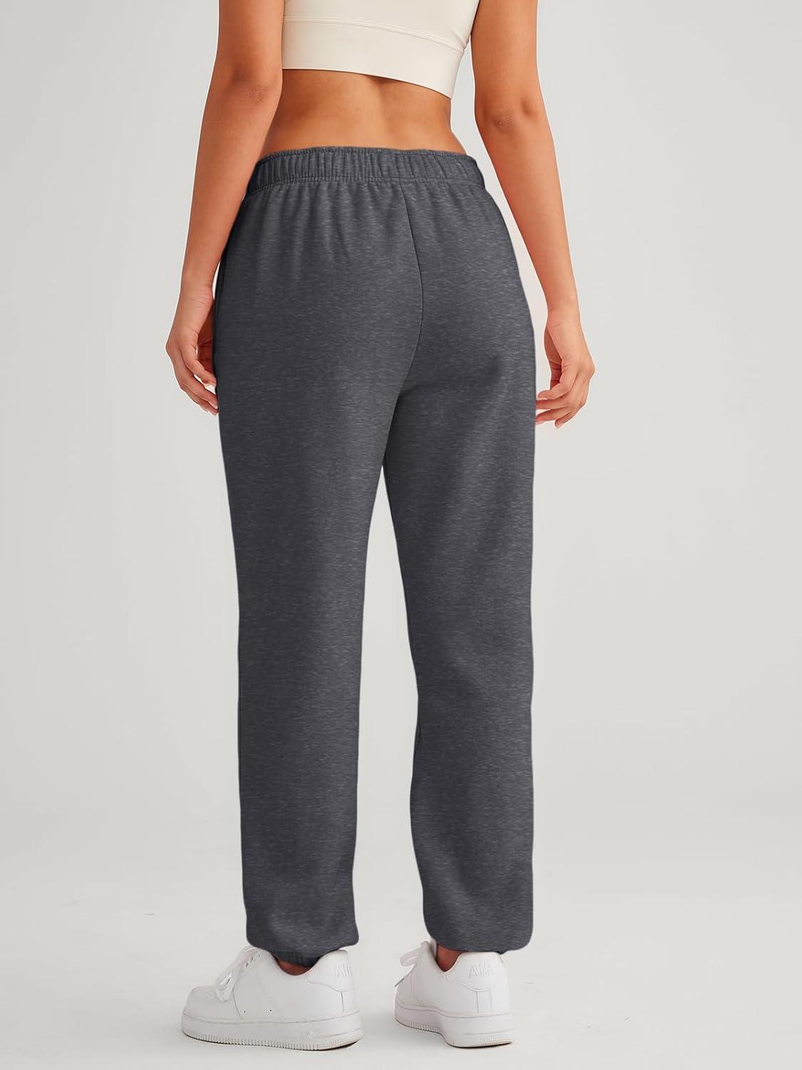 imageAUTOMET Womens Winter Casual Baggy Fleece Lined Sweatpants Fashion High Waisted Joggers Pants Athletic Clothes with PocketsBlackgrey