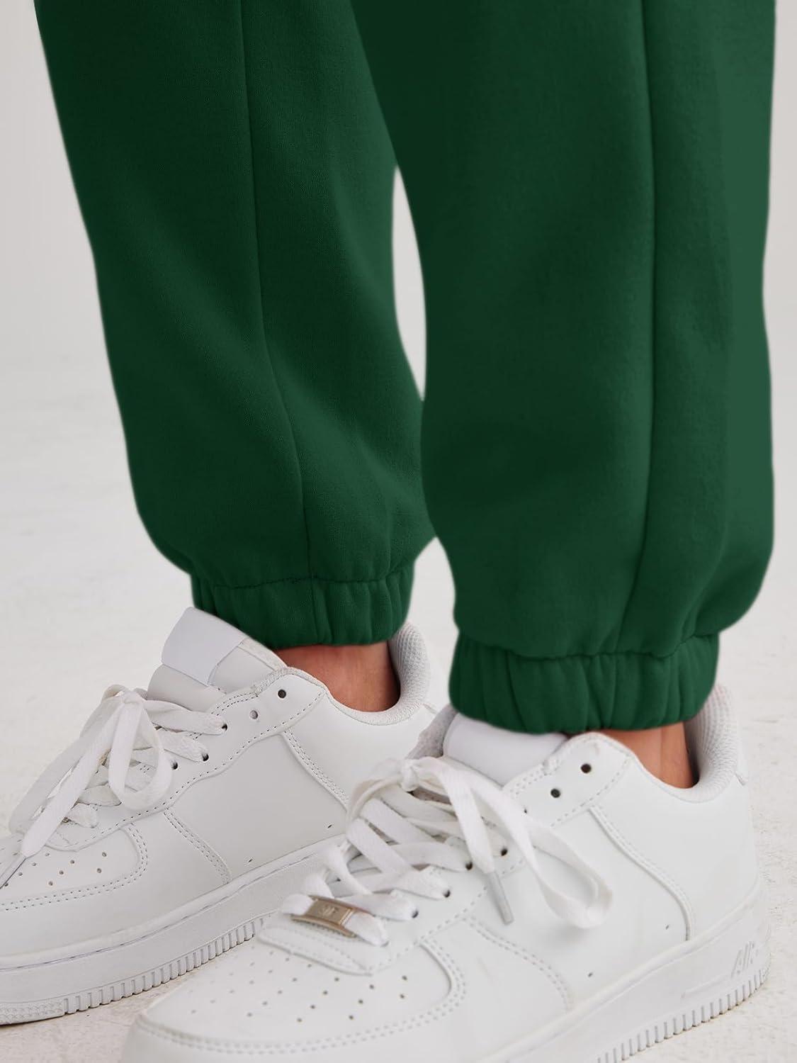 imageAUTOMET Womens Winter Casual Baggy Fleece Lined Sweatpants Fashion High Waisted Joggers Pants Athletic Clothes with PocketsDark Green