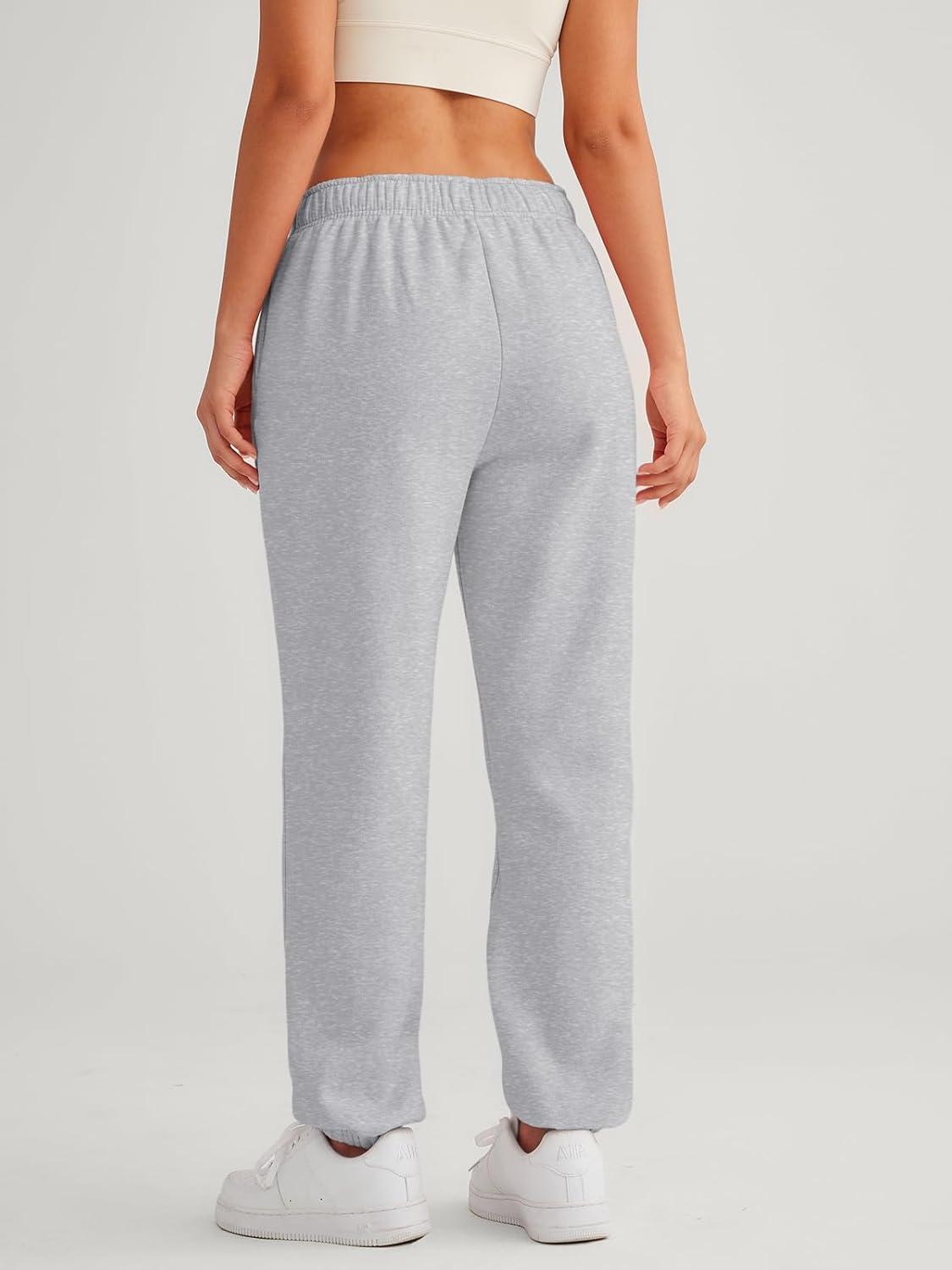 imageAUTOMET Womens Winter Casual Baggy Fleece Lined Sweatpants Fashion High Waisted Joggers Pants Athletic Clothes with PocketsGrey