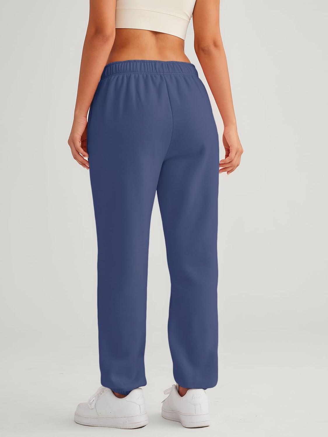 imageAUTOMET Womens Winter Casual Baggy Fleece Lined Sweatpants Fashion High Waisted Joggers Pants Athletic Clothes with PocketsNavy Blue