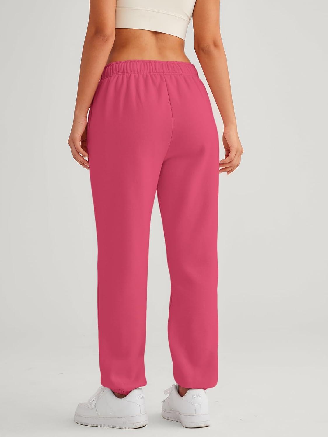imageAUTOMET Womens Winter Casual Baggy Fleece Lined Sweatpants Fashion High Waisted Joggers Pants Athletic Clothes with PocketsWatermelonred