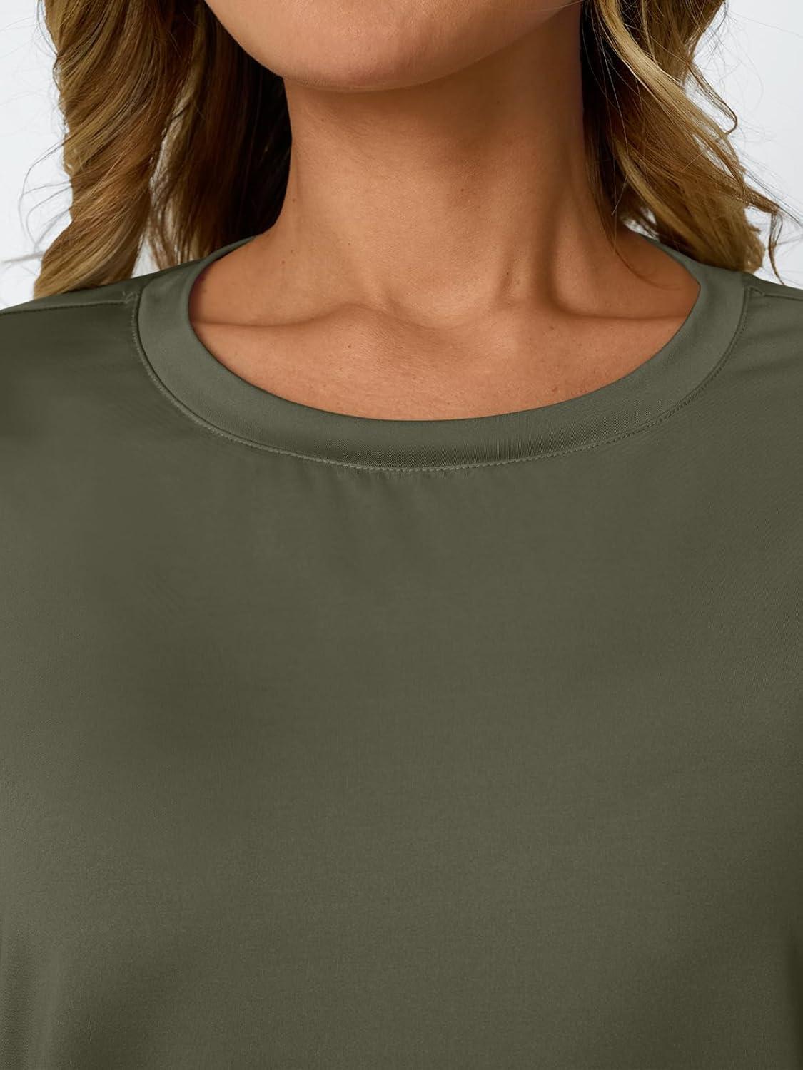 imageAUTOMET Womens Workout Tops Short Sleeve Gym Shirts Summer Athletic Yoga Tshirts Loose Fit Casual Clothes 2025Armygreen