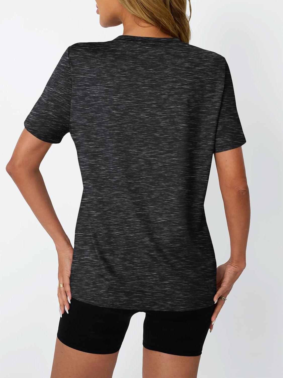 imageAUTOMET Womens Workout Tops Short Sleeve Gym Shirts Summer Athletic Yoga Tshirts Loose Fit Casual Clothes 2025Blackgrey