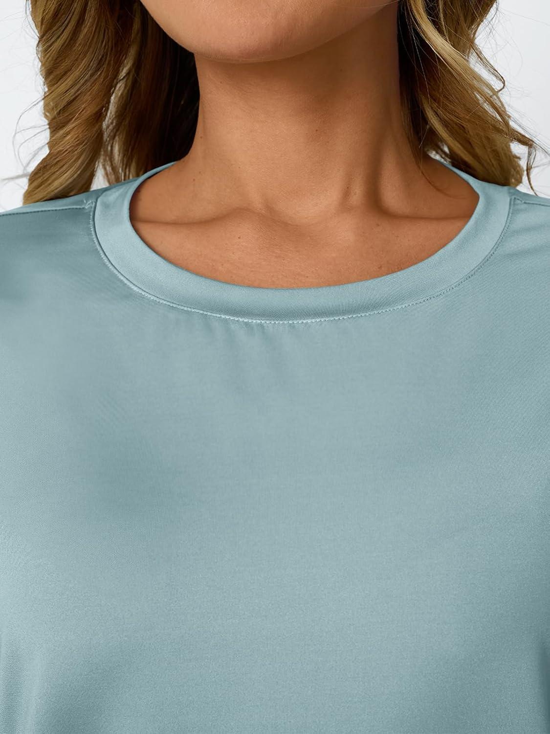 imageAUTOMET Womens Workout Tops Short Sleeve Gym Shirts Summer Athletic Yoga Tshirts Loose Fit Casual Clothes 2025Lakeblue