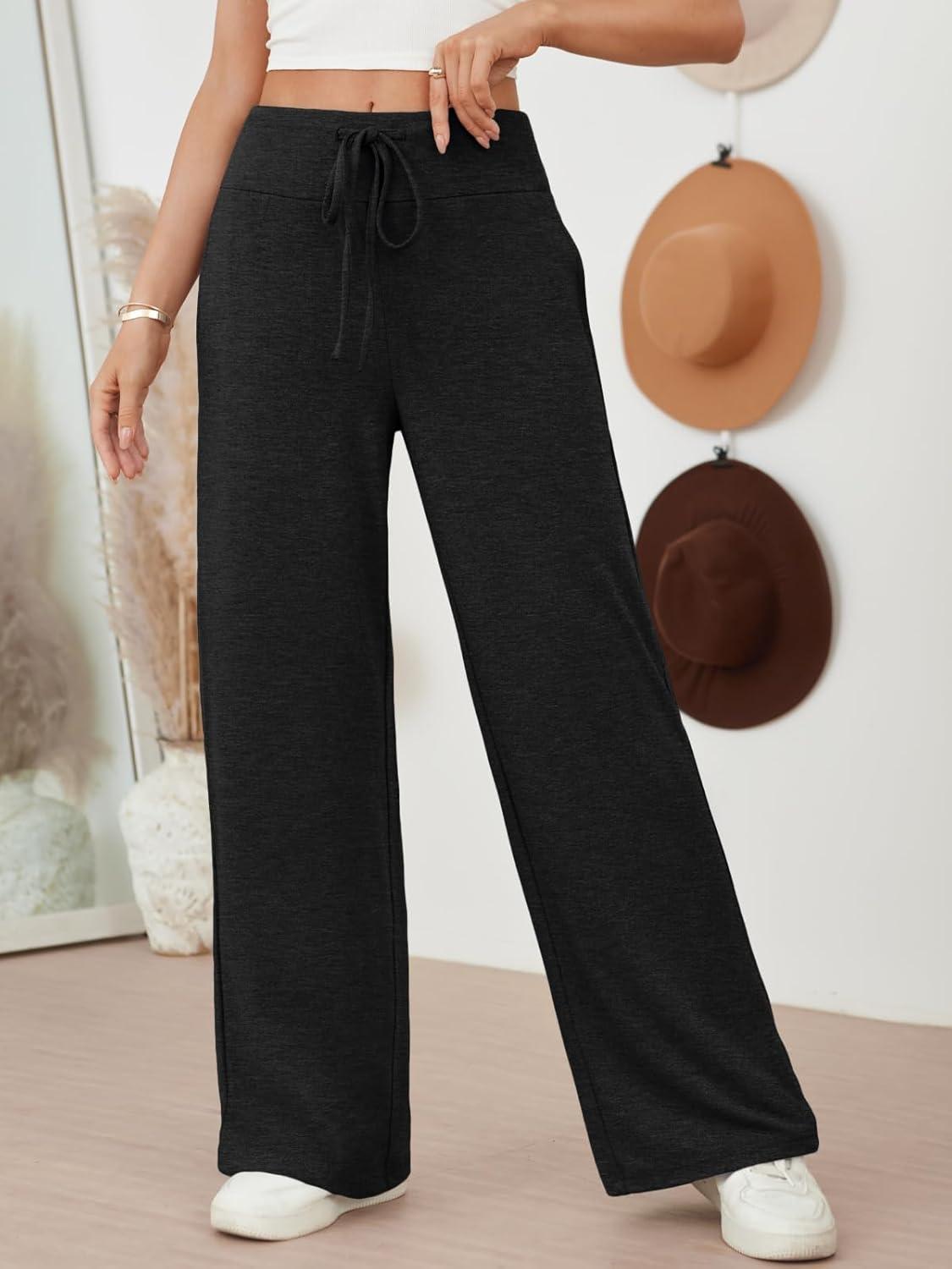 imageAUTOMET Womes Pajama Pants Wide Leg Comfy Casual Lounge Yoga Pants High Waisted Drawstring Bottoms Fall Trendy 2025Black