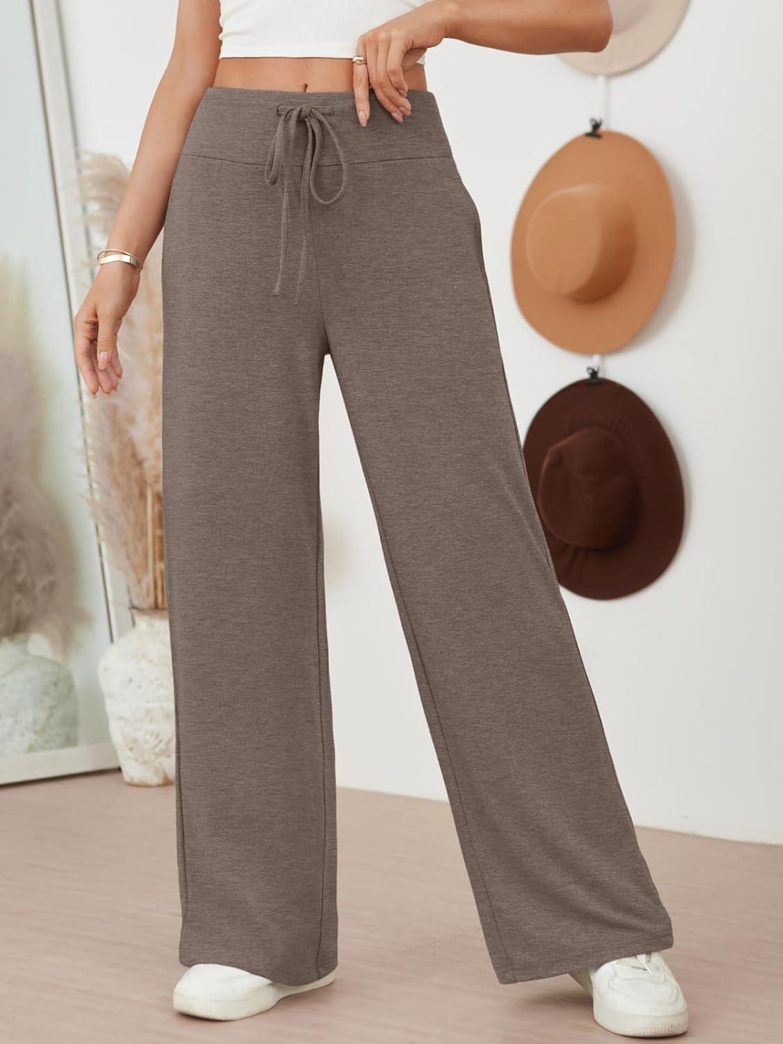imageAUTOMET Womes Pajama Pants Wide Leg Comfy Casual Lounge Yoga Pants High Waisted Drawstring Bottoms Fall Trendy 2025Coffeegrey
