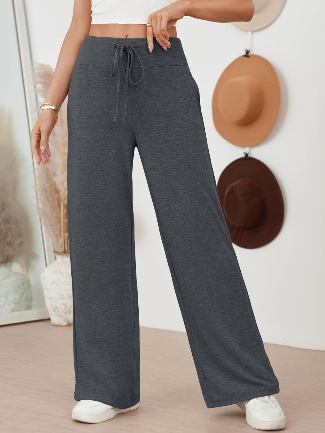 imageAUTOMET Womes Pajama Pants Wide Leg Comfy Casual Lounge Yoga Pants High Waisted Drawstring Bottoms Fall Trendy 2025Darkgrey