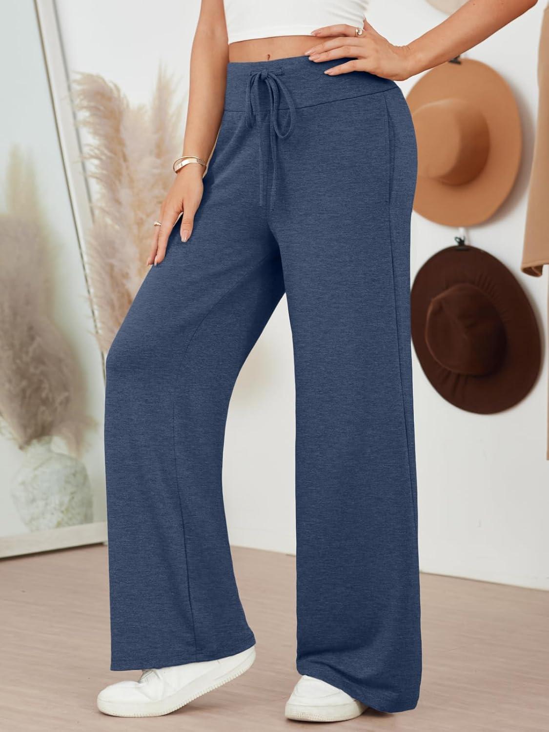 imageAUTOMET Womes Pajama Pants Wide Leg Comfy Casual Lounge Yoga Pants High Waisted Drawstring Bottoms Fall Trendy 2025Navy