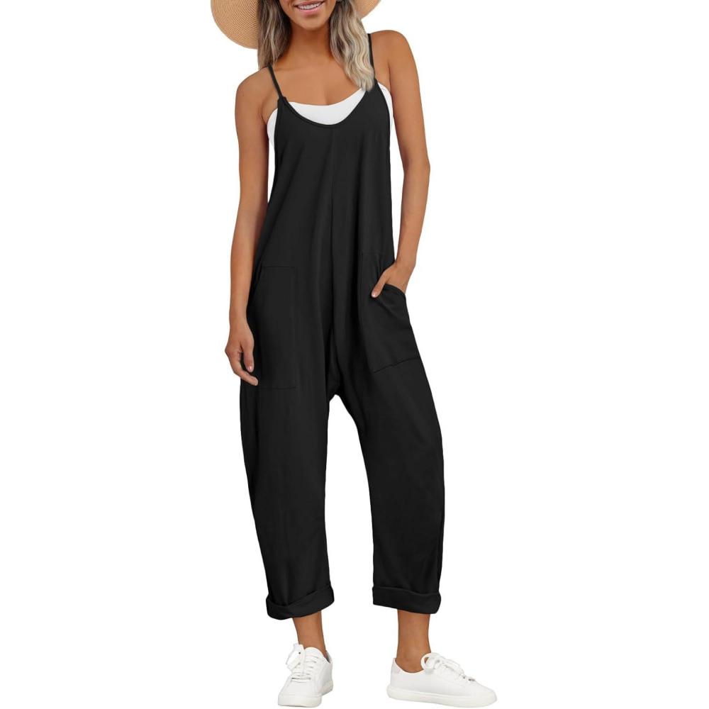 imageAUTOMET Jumpsuits for Women Casual Summer Outfits Rompers Comfy Beach Vacation Trendy Overalls Jumpers Fashion Clothes 2025Black
