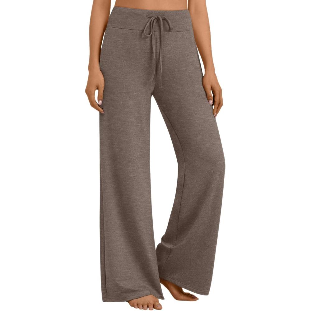imageAUTOMET Womes Pajama Pants Wide Leg Comfy Casual Lounge Yoga Pants High Waisted Drawstring Bottoms Fall Trendy 2025Coffeegrey