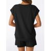 imageAUTOMET 2 Piece V Neck Cap Sleeve Shirt and Shorts Set Womens Matching Summer Lounge SetsBlack
