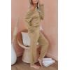 imageAUTOMET Lounge Sets for Women Comfy 2 Piece Pajamas Sets Fall Loungewear Pjs Outfits Sweatsuits with Sweatpants 2025Light Khaki