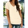 imageAUTOMET TShirts Short Sleeve V Neck Tees Tops for Women Fashion Trendy Lightweight Soft Casual Summer Outfits Clothes 2025Cream