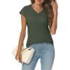 imageAUTOMET V Neck T Shirts for Women Spring Summer Fall Tops Teacher Work Business Dressy Casual Blouses Basic Tees Boho FashionArmygreen