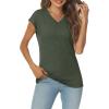 imageAUTOMET V Neck T Shirts for Women Spring Summer Fall Tops Teacher Work Business Dressy Casual Blouses Basic Tees Boho FashionArmygreen