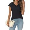 imageAUTOMET V Neck T Shirts for Women Spring Summer Fall Tops Teacher Work Business Dressy Casual Blouses Basic Tees Boho FashionBlack