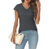 imageAUTOMET V Neck T Shirts for Women Spring Summer Fall Tops Teacher Work Business Dressy Casual Blouses Basic Tees Boho FashionBlackgrey