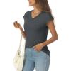 imageAUTOMET V Neck T Shirts for Women Spring Summer Fall Tops Teacher Work Business Dressy Casual Blouses Basic Tees Boho FashionBlackgrey