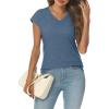 imageAUTOMET V Neck T Shirts for Women Spring Summer Fall Tops Teacher Work Business Dressy Casual Blouses Basic Tees Boho FashionBlue