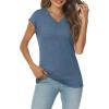 imageAUTOMET V Neck T Shirts for Women Spring Summer Fall Tops Teacher Work Business Dressy Casual Blouses Basic Tees Boho FashionBlue