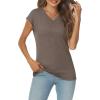 imageAUTOMET V Neck T Shirts for Women Spring Summer Fall Tops Teacher Work Business Dressy Casual Blouses Basic Tees Boho FashionCoffee