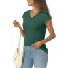 imageAUTOMET V Neck T Shirts for Women Spring Summer Fall Tops Teacher Work Business Dressy Casual Blouses Basic Tees Boho FashionGreen