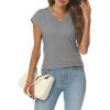 imageAUTOMET V Neck T Shirts for Women Spring Summer Fall Tops Teacher Work Business Dressy Casual Blouses Basic Tees Boho FashionGrey
