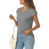 imageAUTOMET V Neck T Shirts for Women Spring Summer Fall Tops Teacher Work Business Dressy Casual Blouses Basic Tees Boho FashionGrey