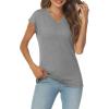 imageAUTOMET V Neck T Shirts for Women Spring Summer Fall Tops Teacher Work Business Dressy Casual Blouses Basic Tees Boho FashionGrey