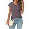 imageAUTOMET V Neck T Shirts for Women Spring Summer Fall Tops Teacher Work Business Dressy Casual Blouses Basic Tees Boho FashionHeathergrey