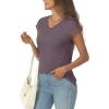 imageAUTOMET V Neck T Shirts for Women Spring Summer Fall Tops Teacher Work Business Dressy Casual Blouses Basic Tees Boho FashionHeathergrey