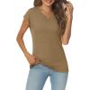 imageAUTOMET V Neck T Shirts for Women Spring Summer Fall Tops Teacher Work Business Dressy Casual Blouses Basic Tees Boho FashionKhaki