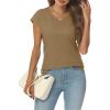 imageAUTOMET V Neck T Shirts for Women Spring Summer Fall Tops Teacher Work Business Dressy Casual Blouses Basic Tees Boho FashionKhaki